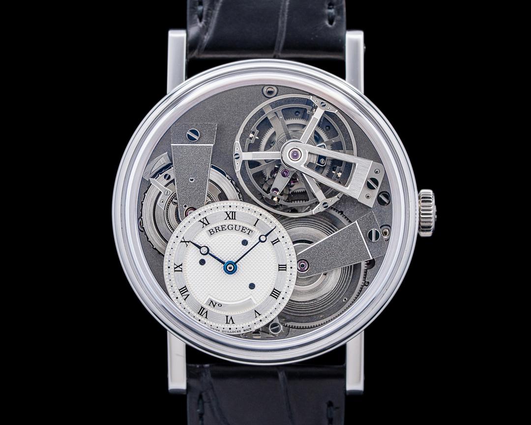 Breguet 7047PT Tradition 7047 Fusee Tourbillon Platinum Silver Skeleton Dial, reference 7047PT/11/9ZU