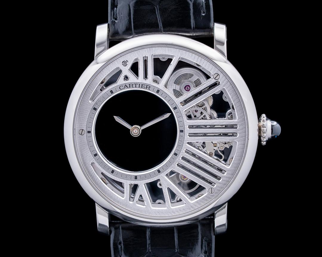 Cartier Rotonde de Cartier Mysterious Hour Palladium Skeleton Dial, reference WHRO0014