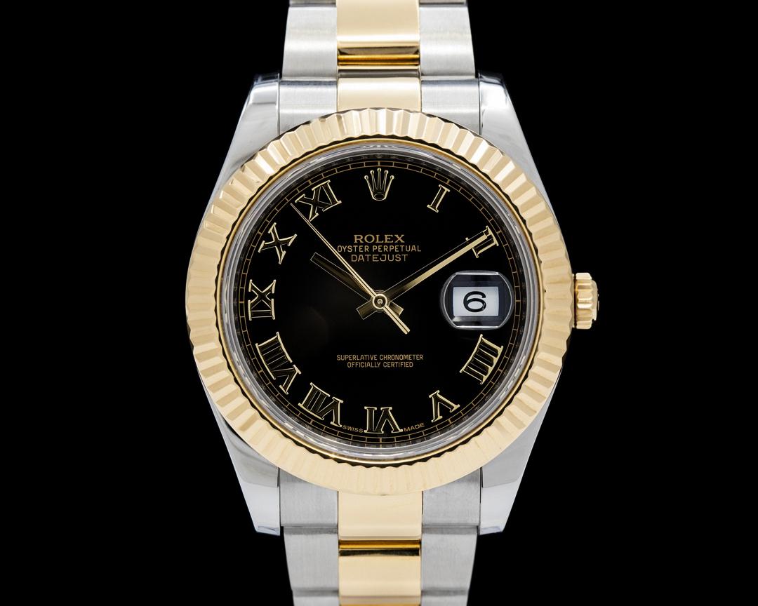 Rolex Datejust II SS / 18K Yellow Gold Black Roman Dial, reference 116333