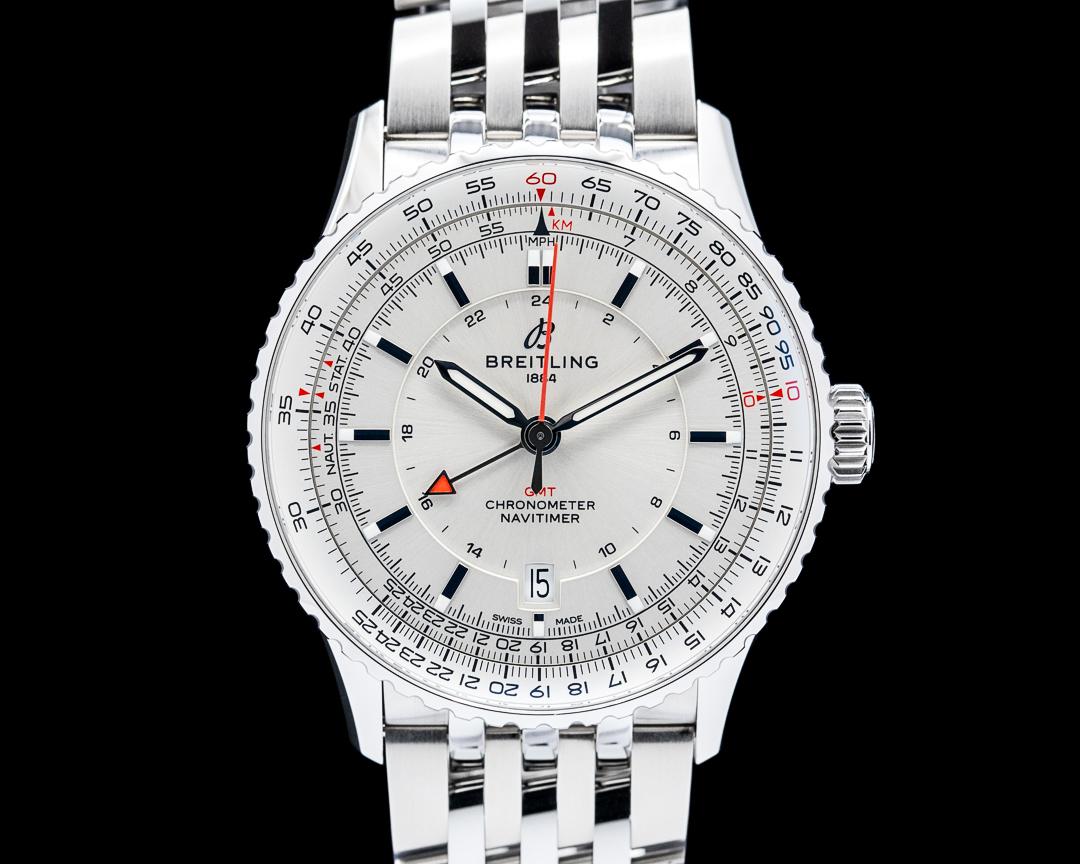 Breitling Navitimer Automatic GMT 41 SS Silver Dial, reference A32310211G1A1
