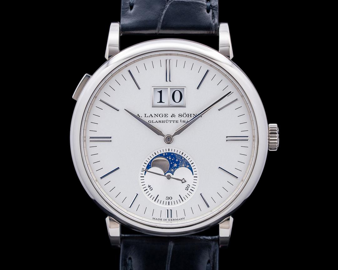A. Lange & Söhne Saxonia Moon Phase 18K White Gold Silver Dial, reference 384.026