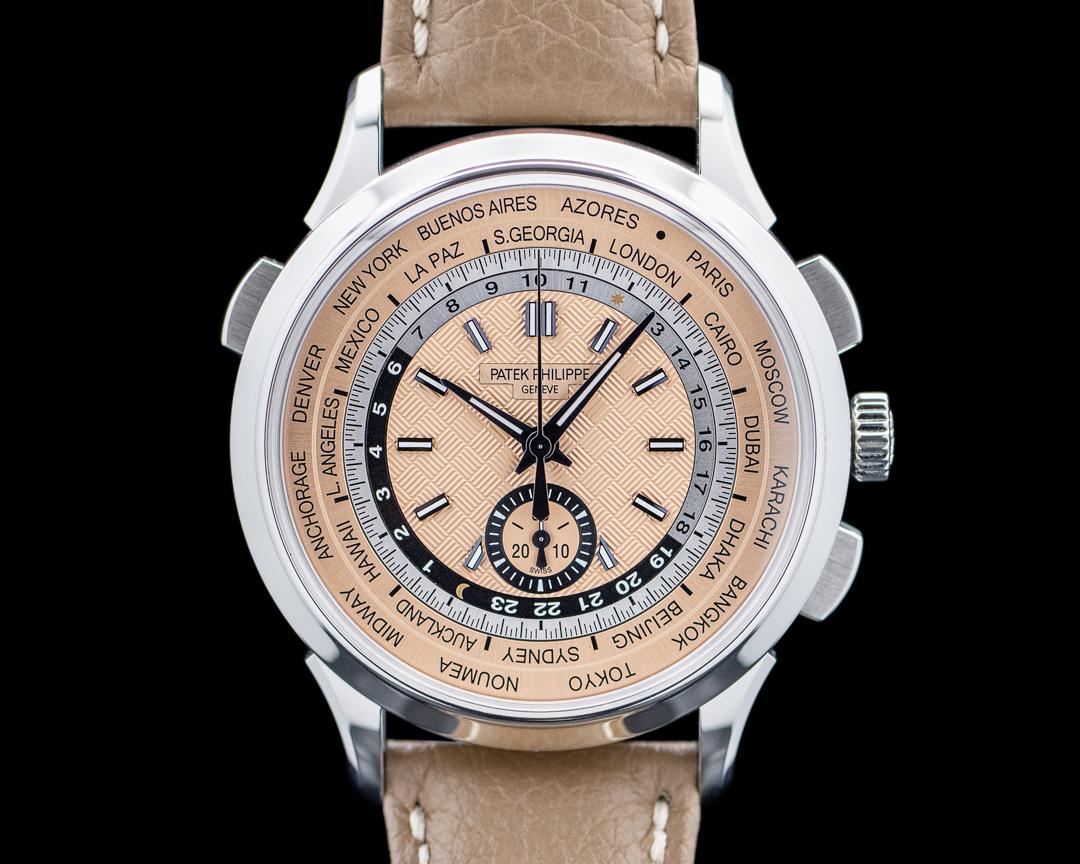 Patek Philippe 5935A World Time Chronograph Flyback SS Salmon Dial, reference 5935A-001