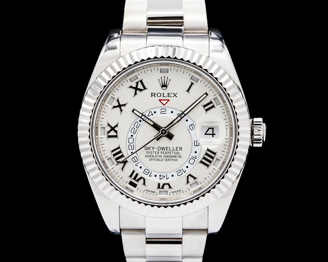 Rolex Sky Dweller 18K White Gold Silver Roman Dial, reference 326939