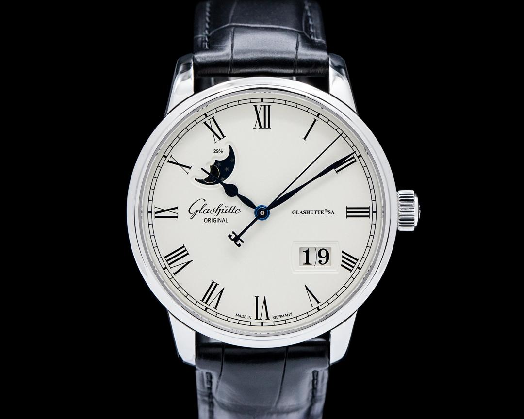 Glashütte Original Senator Panorama Date Moon Phase SS Silver Dial, reference 
