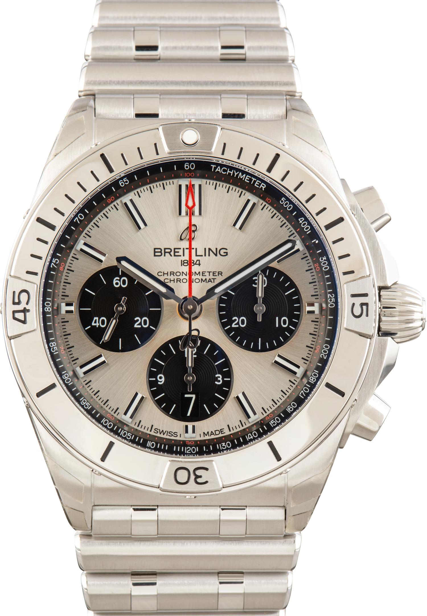 Breitling Silver Dial Chronomat B01 42 Stainless Steel, reference AB0134101G1A1