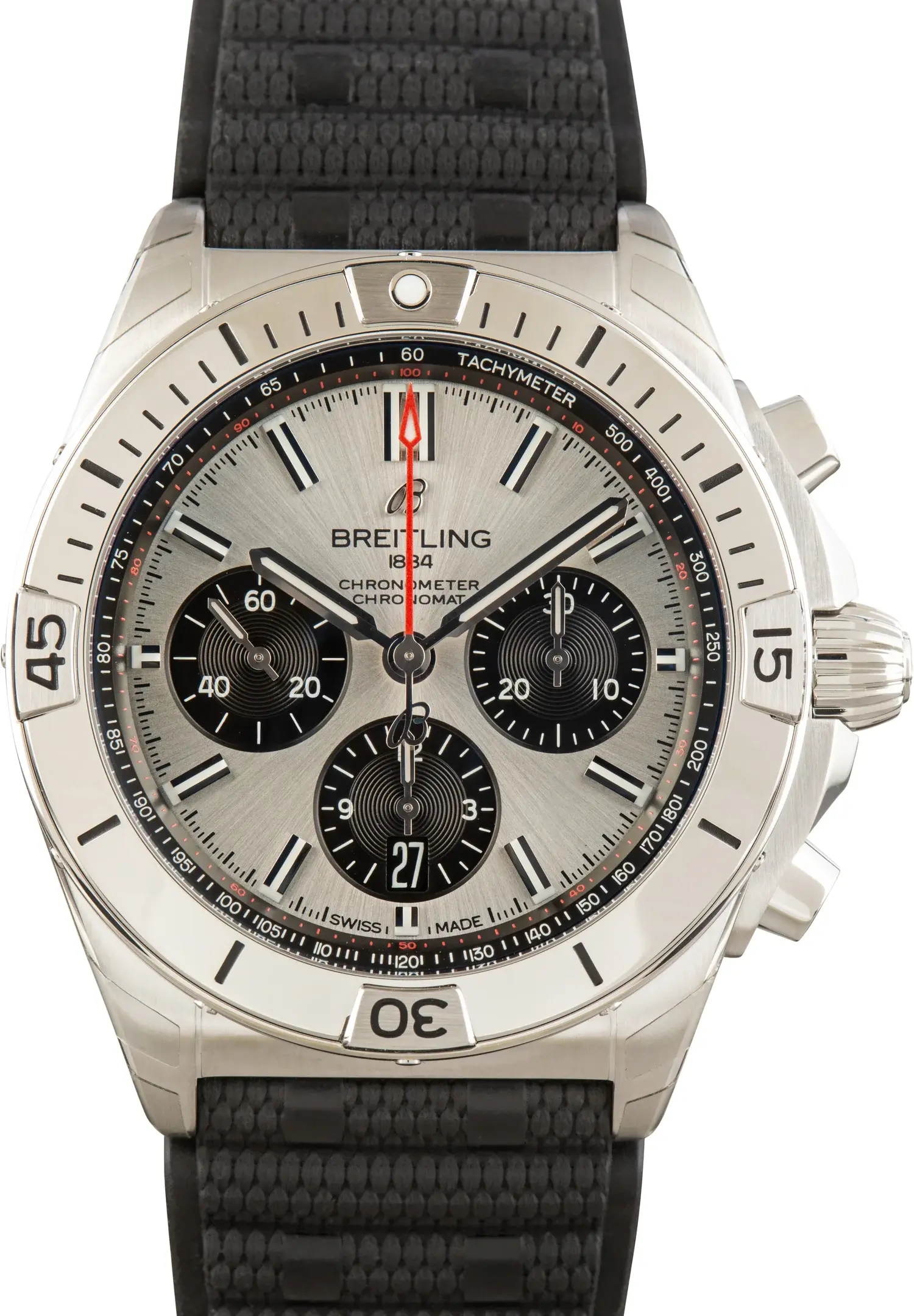 Breitling Chronomat B01 Chronograph Silver Dial, reference AB0134101G1S2
