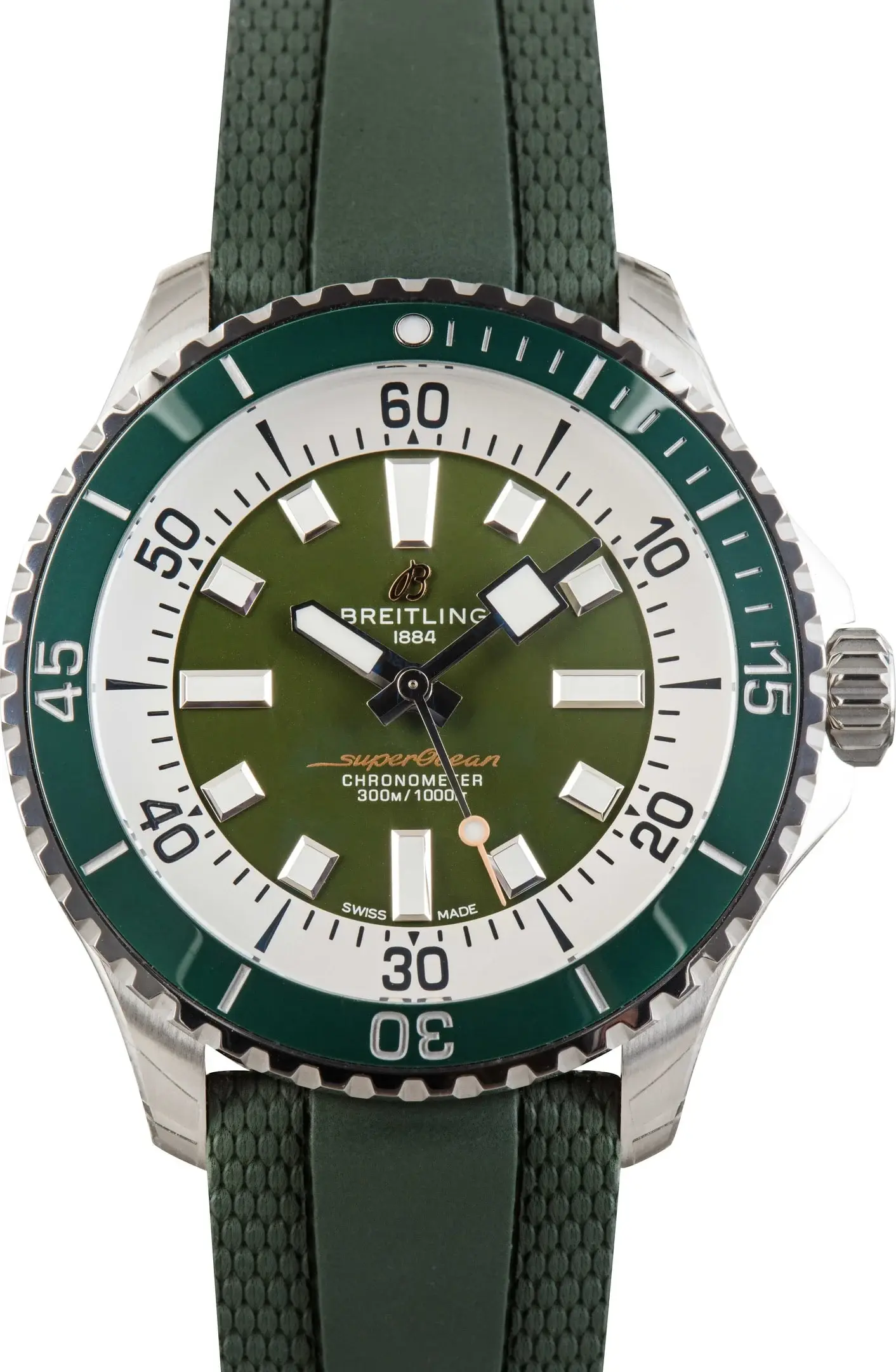 Breitling Steel Superocean Automatic 44 Green Dial, reference A17376A31L1S1